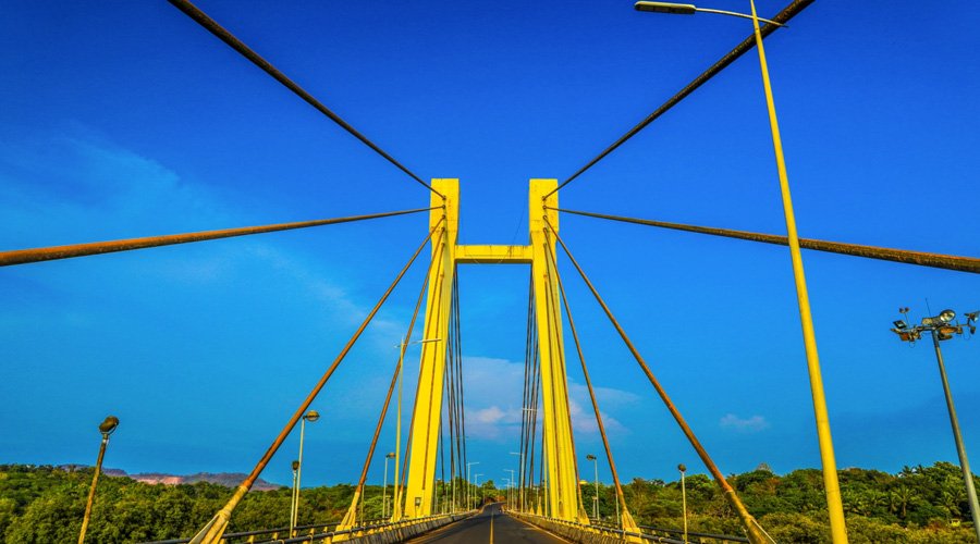Mandovi Bridge (Cable Stayed Bridge), Aldona, Bardez, North Goa, Goa, India