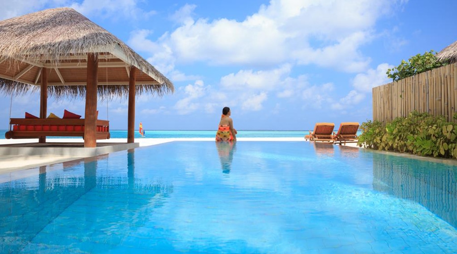 Deluxe Beach Villa Pool, Sun Aqua Vilu Reef Resort, Dhaalu Atoll, Maldives, South Asia