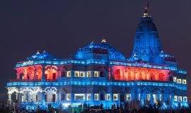 Prem Mandir at Night, Vrindavan, Uttar Pradesh, India, Asia