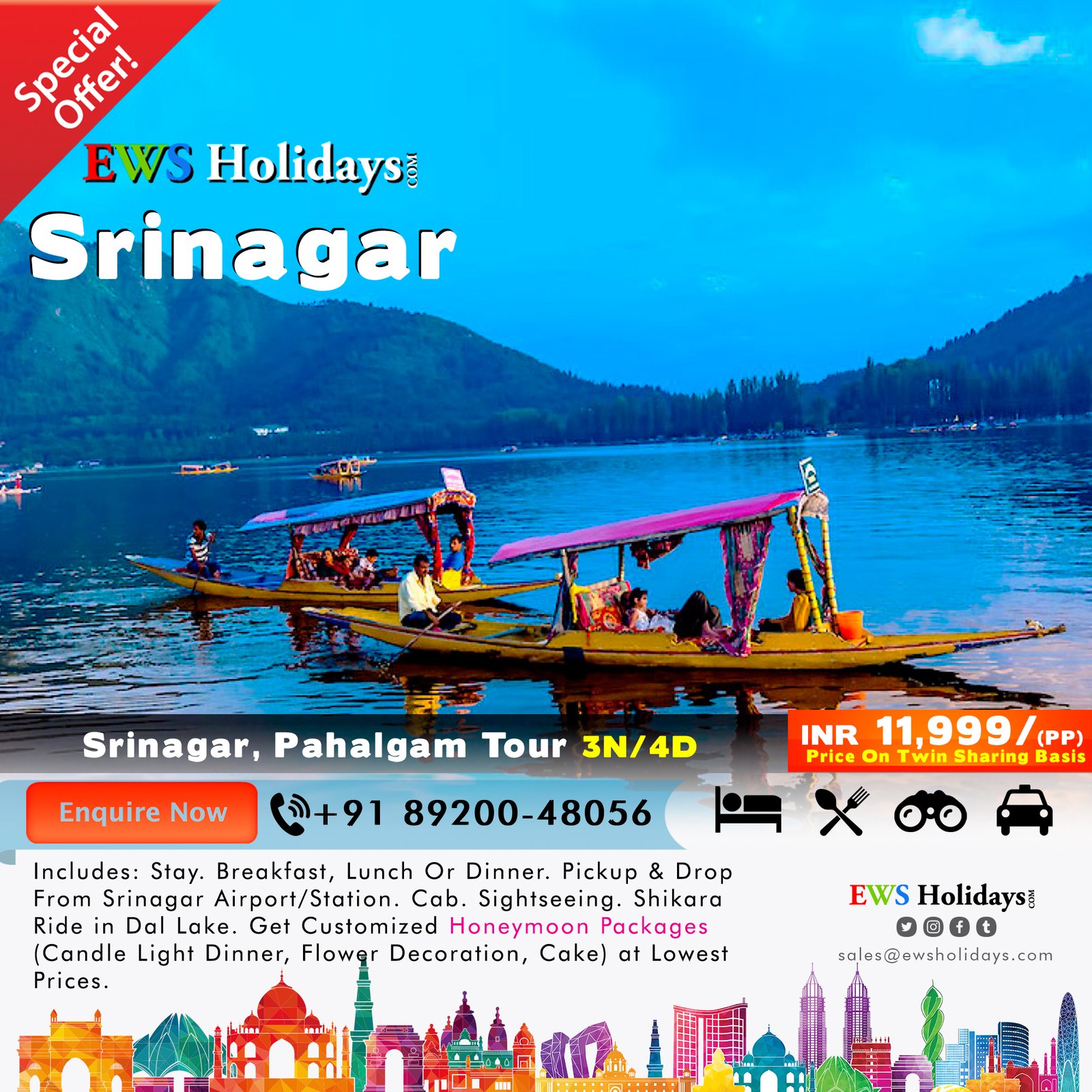 Kashmir Tour 3N/4D @ 11,999