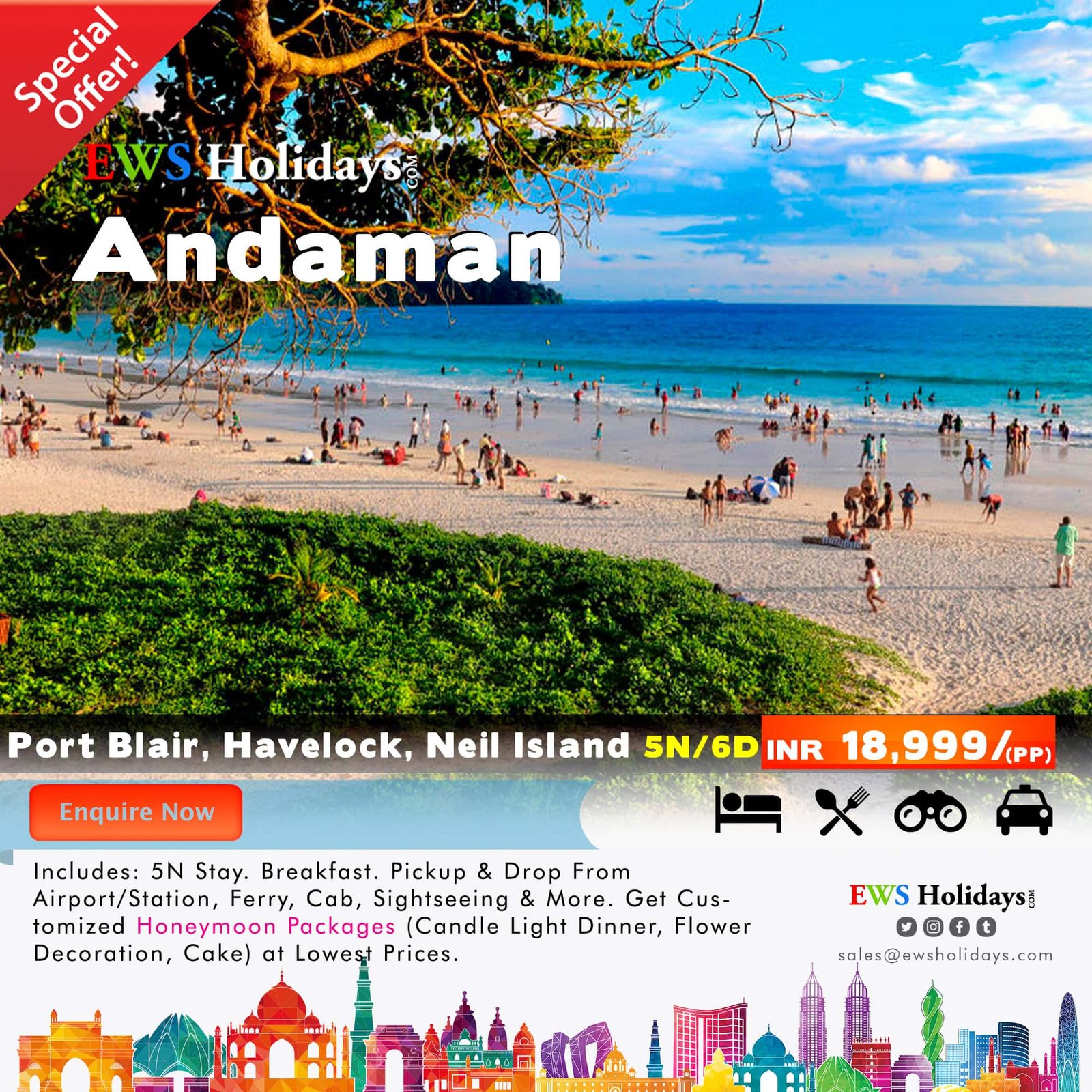 5N/6D Andaman Tour Package @ 18,999