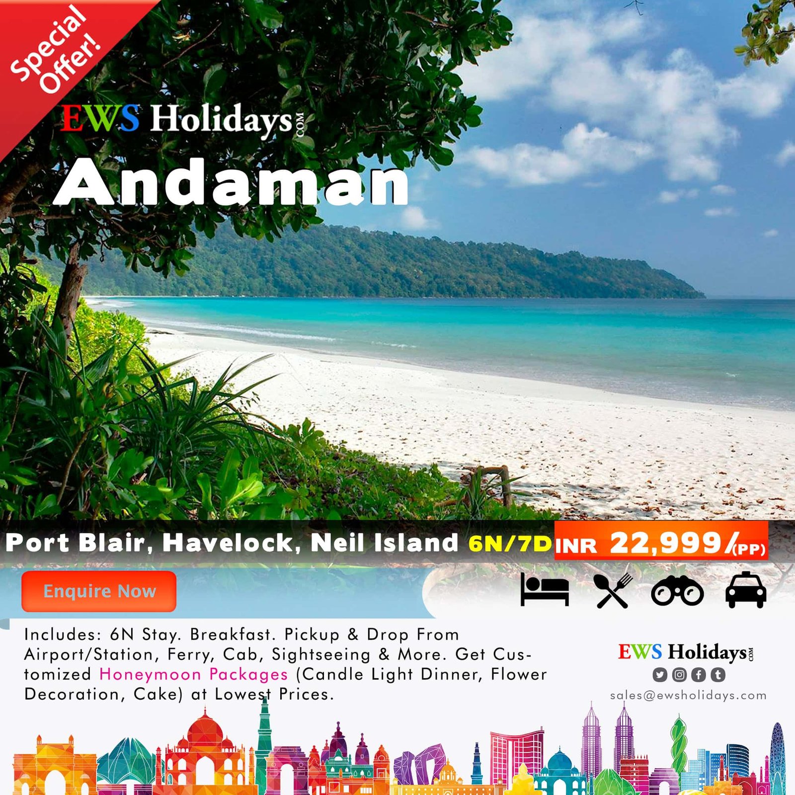 6N/7D Andaman Tour Package @ 22,999