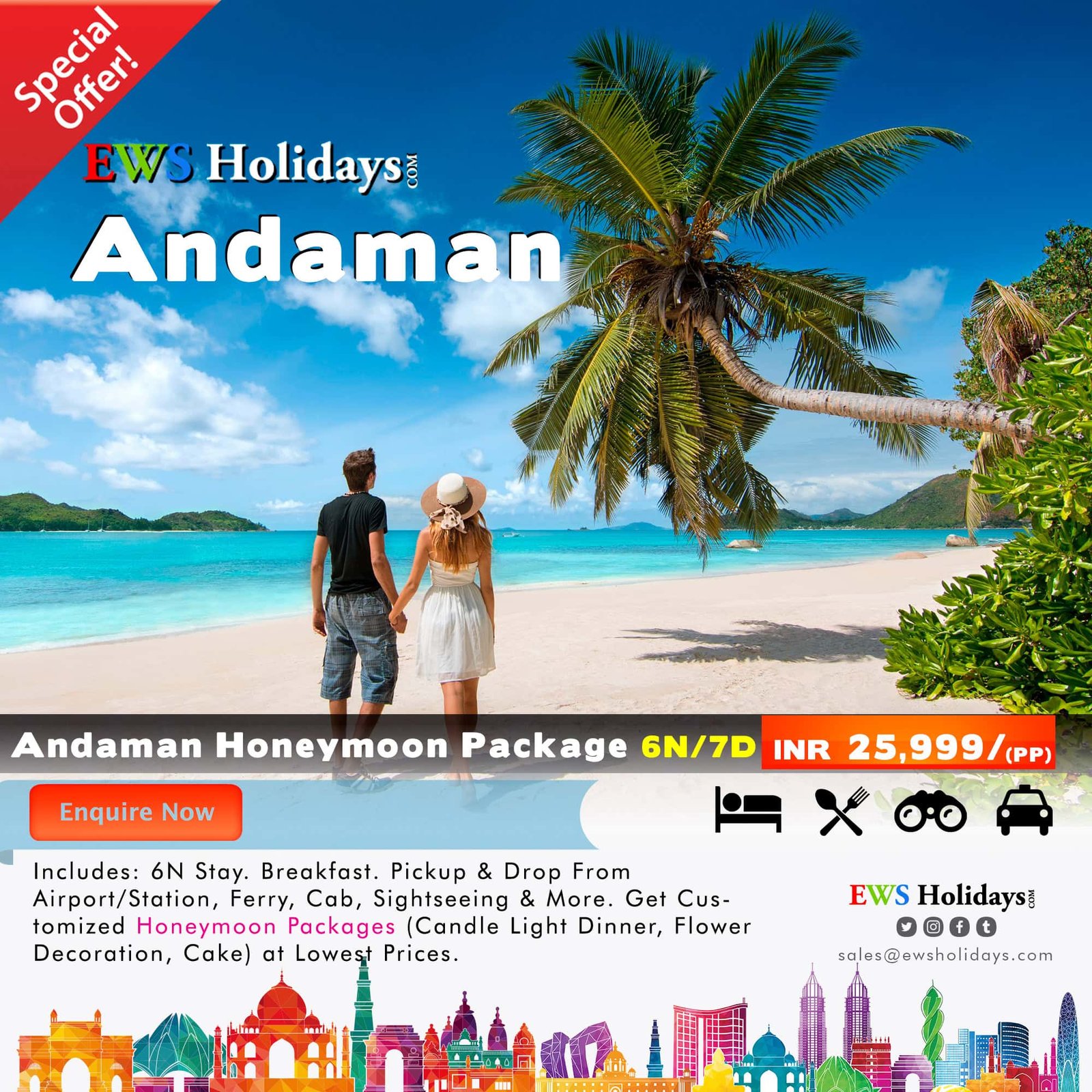 6N/7D Andaman Honeymoon Tour Package @ 25,999